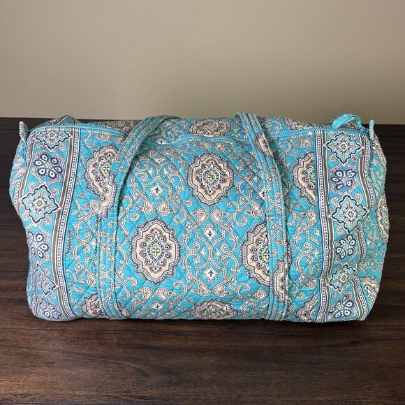 Vera Bradley Totally Turquoise Retired Travel Full Zip Duffle Tote Weekender - Picture 1 of 11